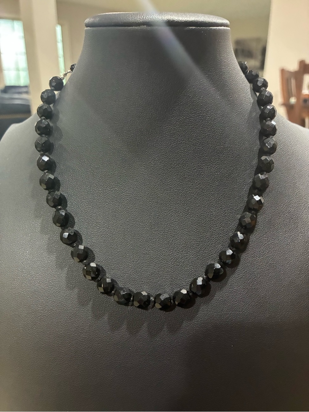 Vintage Austrian Crystal Black Beaded Necklace